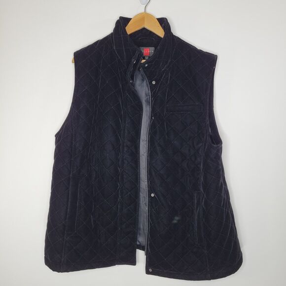GALLERY WOMAN Quilted Velvet Vest Size 14 / 16 Longline Zip Lined Pockets - Picture 1 of 10
